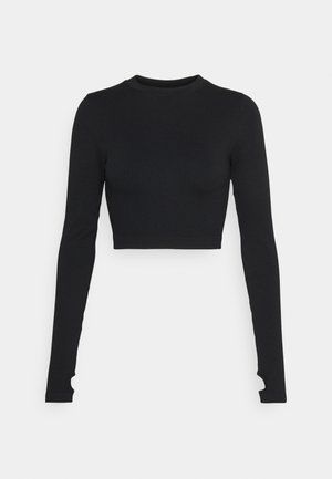 SEAMLESS OPEN BACK LONG SLEEVE TOP - Long sleeved top - black