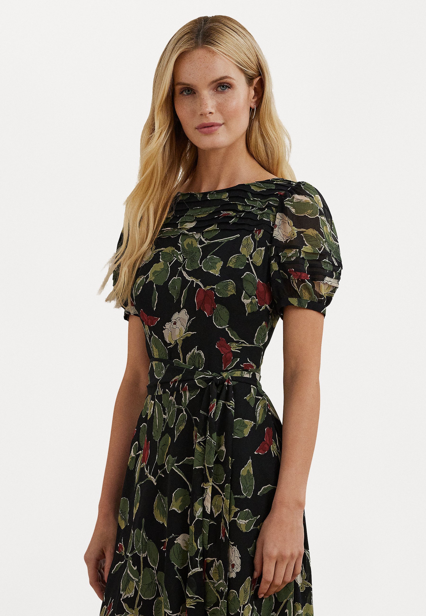 ralph lauren green floral dress LAUREN RALPH LAUREN Dress Women's S Green Floral Shift Knee Length 3/4 Sleeve