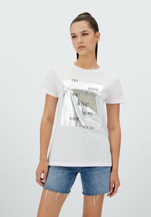 MIT FOLIENDRUCK - T-shirt con stampa - white