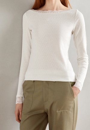 Langærmet T-shirt - off-white