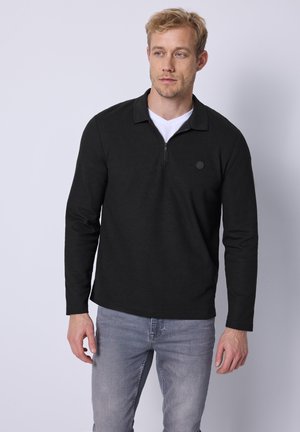 MIT ZIPPER - Poloshirts - schwarz