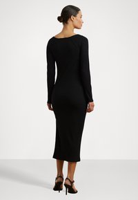 Lauren Ralph Lauren Rib Knit Long Sleeve Midi Dress - Stickad klänning - black