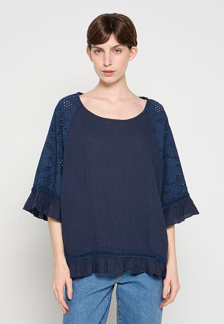Le Monde du Lin Blouse donkerblauw