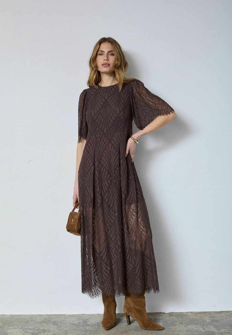 green short sleeve maxi dress PRETTYGARDEN Womens Maxi Dress Short Sleeve V Neck Hollow Out Eyelet A