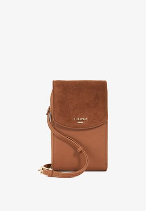 Brown crossbody bag made of leather and suede, featuring a flap closure, gold-tone hardware, and an adjustable strap.