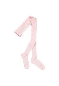 Rosa ribbade strumpbyxor med en mjuk textur och förstärkta tår. Tillverkade av elastiskt material, designade för att vara komfortabla att bära.