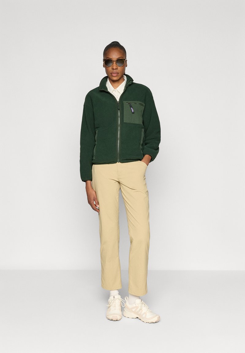 Veste en polaire pour femme avec fermeture éclair intégrale et imprimé vintage - Veste d'hiver chaude à manches longues avec fermeture éclair, Noir , S