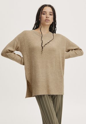 ICHI IHKAMARA LONG LS - Striktrøje - mottled beige