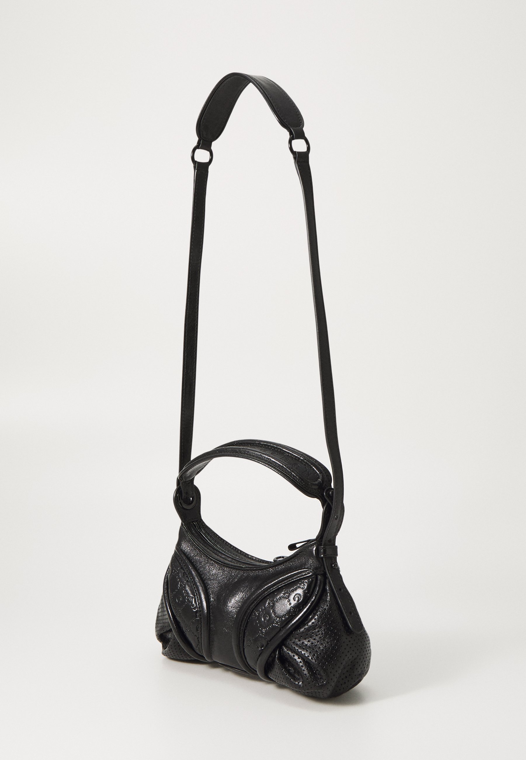 MARINE SERRE ミニ Futura バッグ エンボスレザー 黒 MARINE SERRE MOON LASER FUTURA MINI - Cross body bag - black