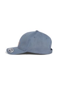 Light blue baseball cap with a curved brim, structured design, and embroidered logo detail. Features eyelets for ventilation and an adjustable strap.