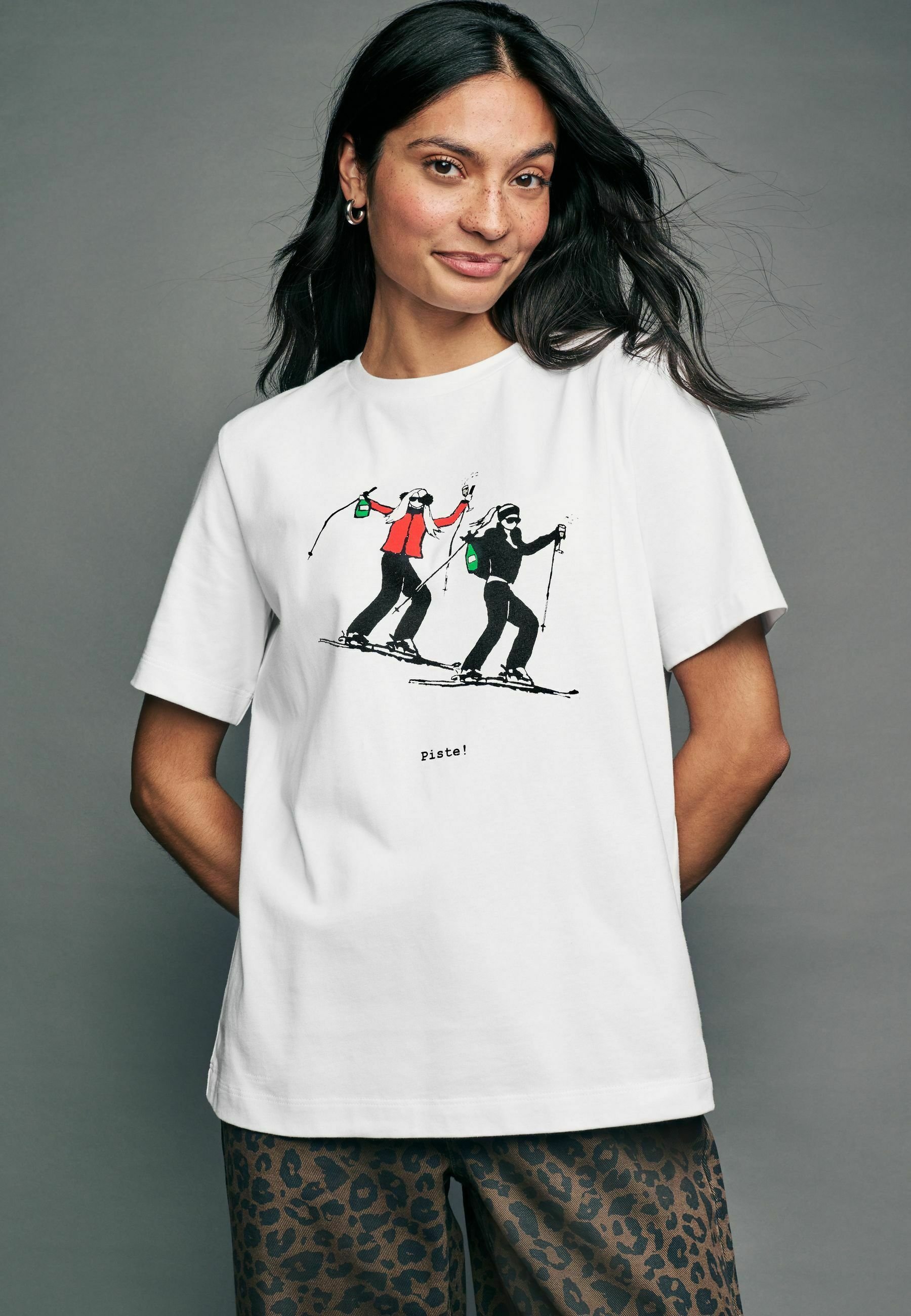 Next SKI WINTER GRAPHIC REGULAR FIT - Print T-shirt - white