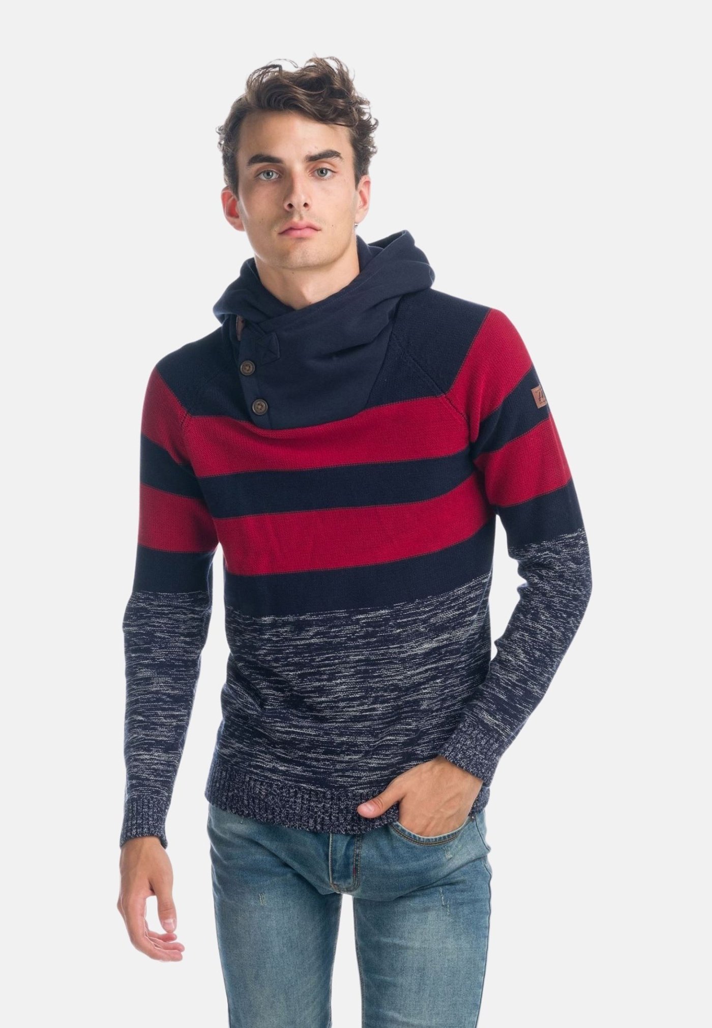 Armani Exchange SUÉTER TRENZADO DE LANA MIXTA CON CAPUCHA | Tienda A|X