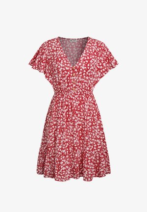 Cupshe, BREEZY FLORAL PRINT VACATION DRESS - Abito a camicia - red white floral