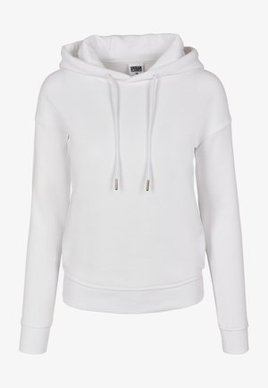 Witte hoodie gemaakt van zachte stof, met een trekkoord met metalen tips, ribgebreide manchetten en een relaxte pasvorm.