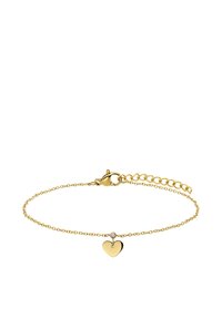 Gouden armband met een delicate ketting, voorzien van een hartvormige bedel met een diamantaccent, inclusief een lobster clasp en verstelbare lengte.