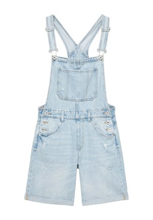 PULL&BEAR, SHORT DENIM - DUNGAREES - Salopette - light-blue denim