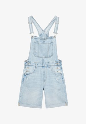 PULL&BEAR, SHORT DENIM - DUNGAREES - Salopette - light-blue denim