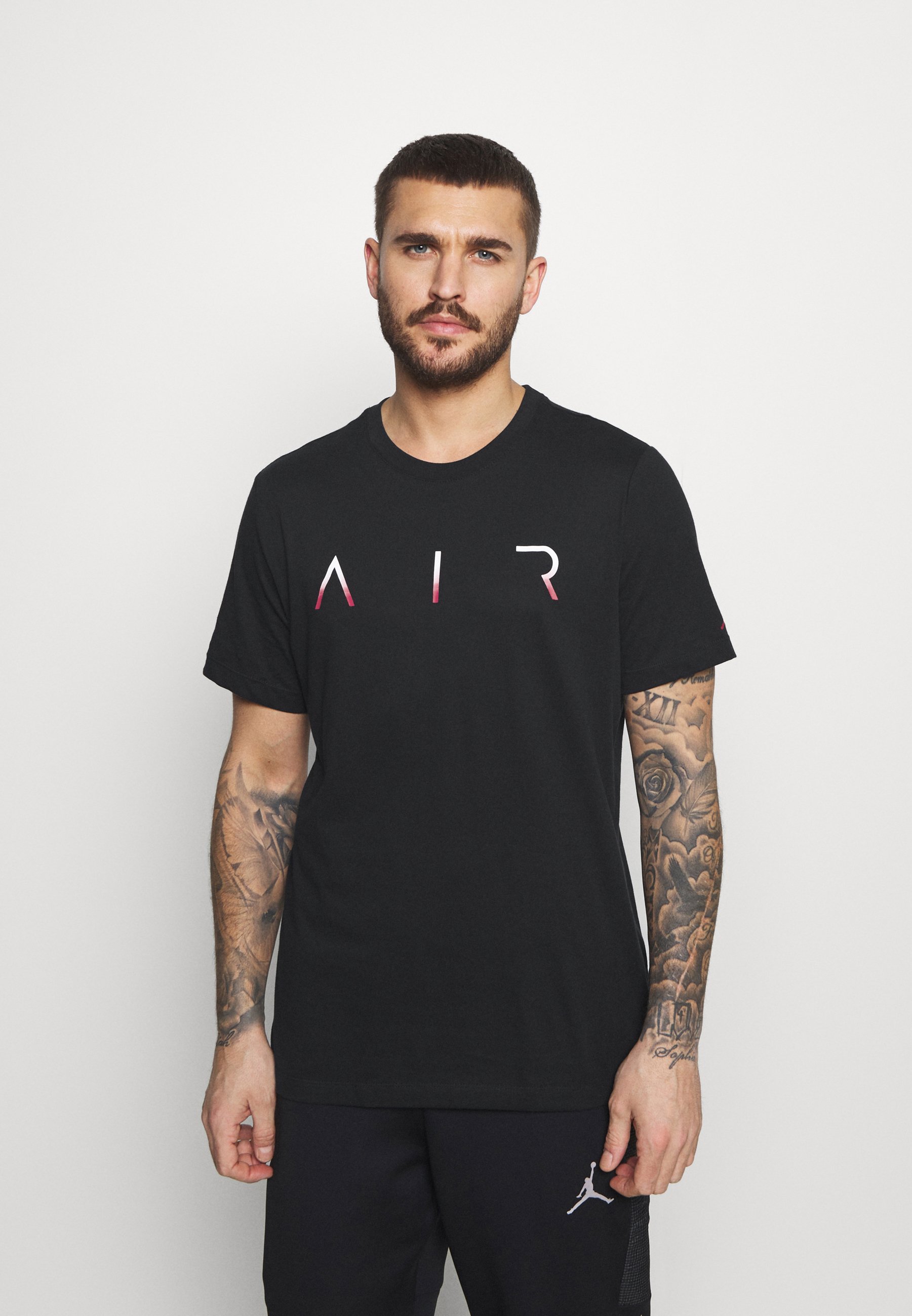 Jordan Jumpman Air Crew T Shirt Print Black Gym Red Schwarz Zalando Pl