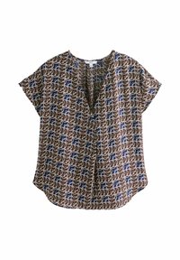 Unselected, navy brown geo print