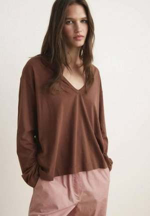 S DETAILY NA RUKÁVECH - Maglia del pigiama - brown