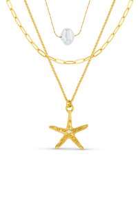 Orelia STARFISH & FAUX PEARL ROW NECKLACE - Náhrdelník - gold-coloured