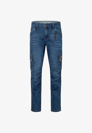TIMEZONE, CARGO HOSE REISSVERSCHLUSS EINGRIFFTASCHEN USED LOOK GERADE - Jeans Tapered Fit - blau