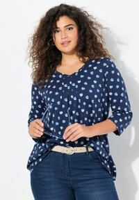 Ulla Popken MINIMAL PRINT 3/4 SLEEVE - Långärmad tröja - inky blue