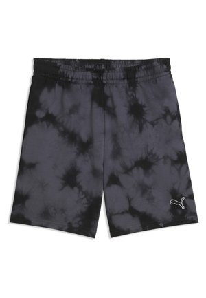 Zwart en donkergrijs tie-dye korte broek met elastische tailleband en klein Puma-logo op het linkeronderbeen.