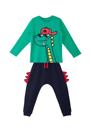 Denokids BEKLEIDUNG DINO BOY T-SHIRT&PANTS SET - Pantaloni sportivi - navy blue-green cff-s-