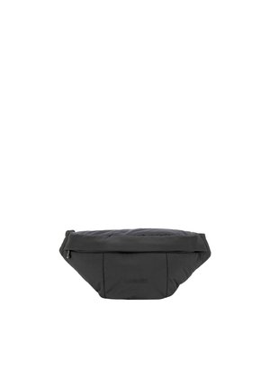 Riñonera de tela negra con compartimento principal con cremallera y bolsillo delantero, con el logo "BOGNER" en relieve en la parte delantera.