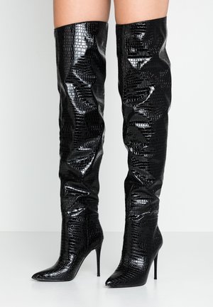 Kozačky na vysokém podpatku - black