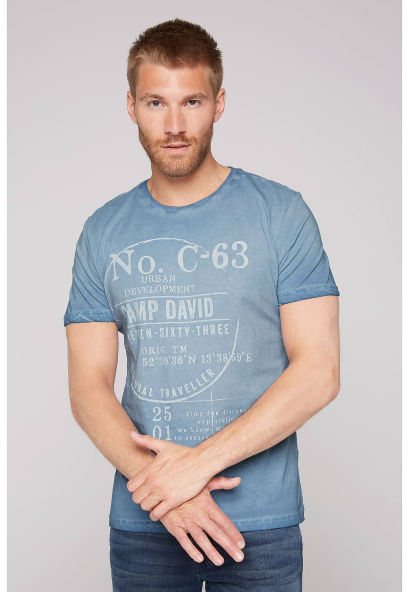 Camp David OIL DYED MIT LABEL TShirt print wave blue/blau Zalando.de