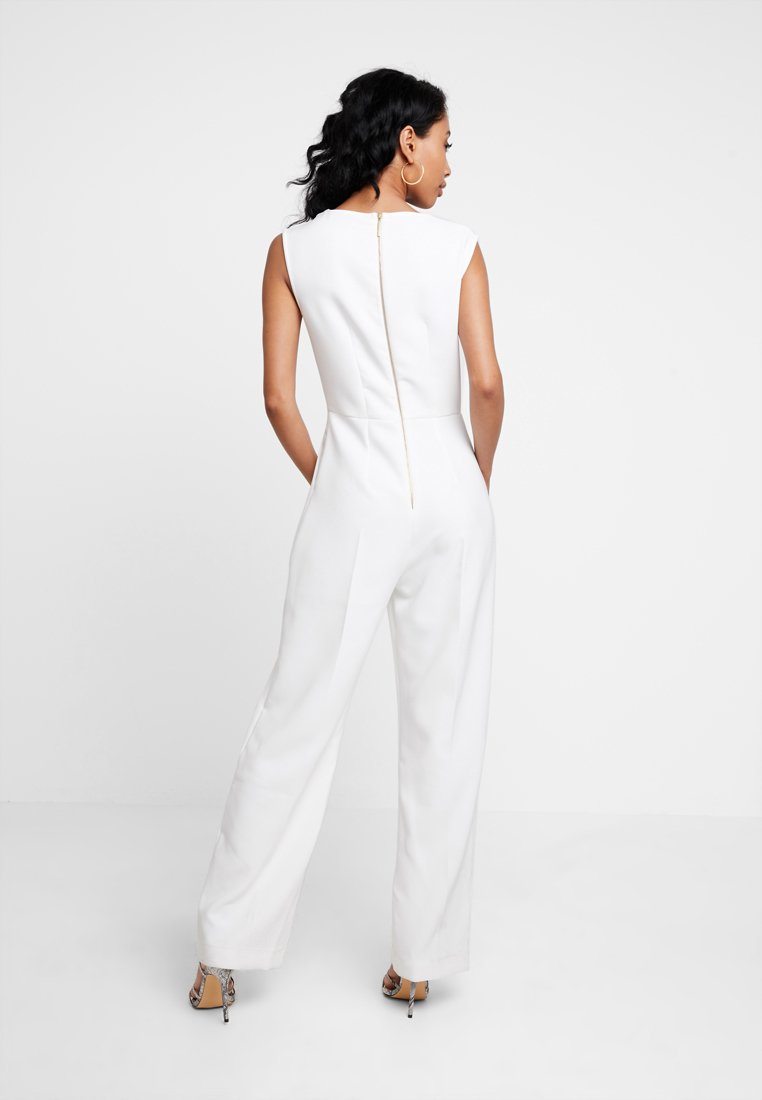 white v neck jumpsuit