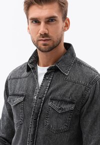 Ombre LONG SLEEVE PRESS STUDS - Overhemd - black denim