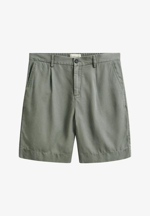 Leichte Herren-Freizeithosen in Hellgrau mit Gürtelschlaufen, Vorderknopf, Reißverschluss und Seitentaschen.