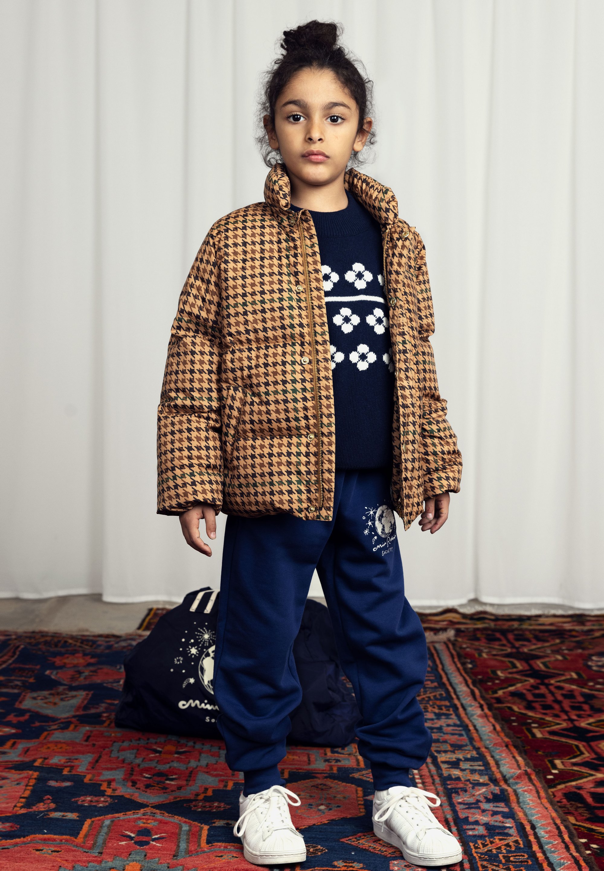 Mini Rodini HOUNDSTOOTH CITY PUFFER UNISEX Winter jacket beige