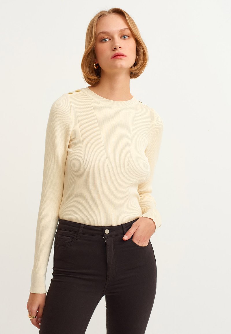 Damen Strickjacken | OXXO Strickpullover moon sheel/offwhite - JH13955 Damen Strickjacken | OXXO Strickpullover moon sheel/offwhite - JH13955