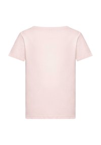 Lyserød kortærmet t-shirt lavet af blødt bomuld, med en klassisk rund hals og en lige pasform uden yderligere designs.