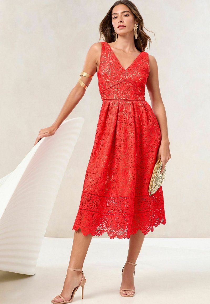 Robe Du Soir Maxi Rouge Lipsy Asymétrique Une épaule - Taille 8 Très Bon état