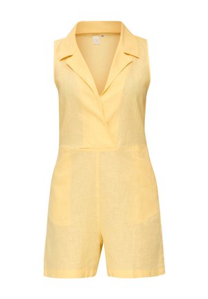 QS, KURZER OVERALL MIT REVERSKRAGEN - Jumpsuit - hellgelb