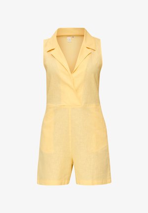 QS, KURZER OVERALL MIT REVERSKRAGEN - Jumpsuit - hellgelb