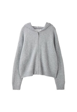 Stradivarius, ZIPPED HOODED KNIT CARDIGAN - Gilet - light grey