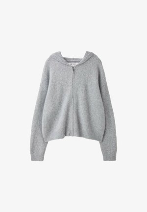Stradivarius, ZIPPED HOODED KNIT CARDIGAN - Gilet - light grey