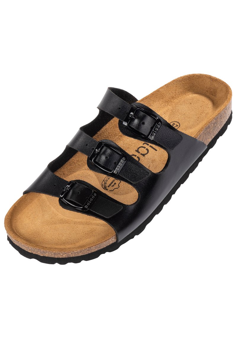 Damen Flache Pantoletten | Palado Pantolette flach black/schwarz meliert - OX04455 Damen Flache Pantoletten | Palado Pantolette flach black/schwarz meliert - OX04455