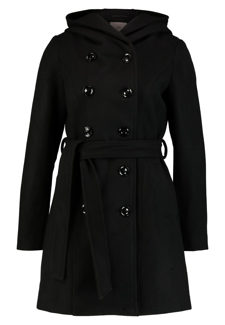 Anna Field DOUBLE BREASTED COAT WITH HOOD - Classic coat - black -  Zalando.co.uk