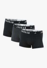 Multipack med tre sorte boxershorts lavet af bomuldsblanding, med en hvid stribe med "JORDAN" og logo. Glat tekstur, tætsiddende design.