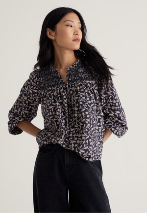 Seasalt Cornwall, SEASALT CORNWALL ROBINS PERCH TOP - Blouse - navy - teasel woodcut inkwell