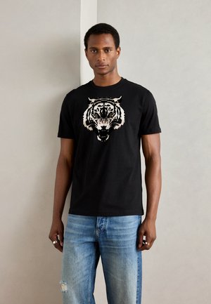 REGULAR FIT WITH MKATT PLASTIC AND FLOCK - Print T-shirt - black