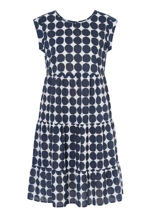 Ulla Popken, POLKA DOT SHORT SLEEVE FLOUNCE DRESS - Vestido informal - snow white