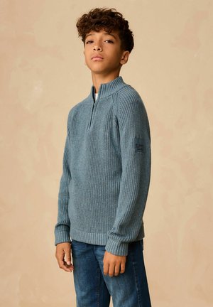 Next, REGULAR FIT - UTILITY ZIP NECK - Svetrík - blue